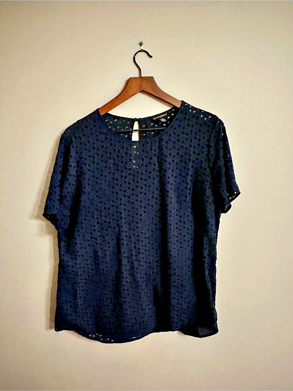 Banana Republic Navy Geometric Blouse Size Medium Like New